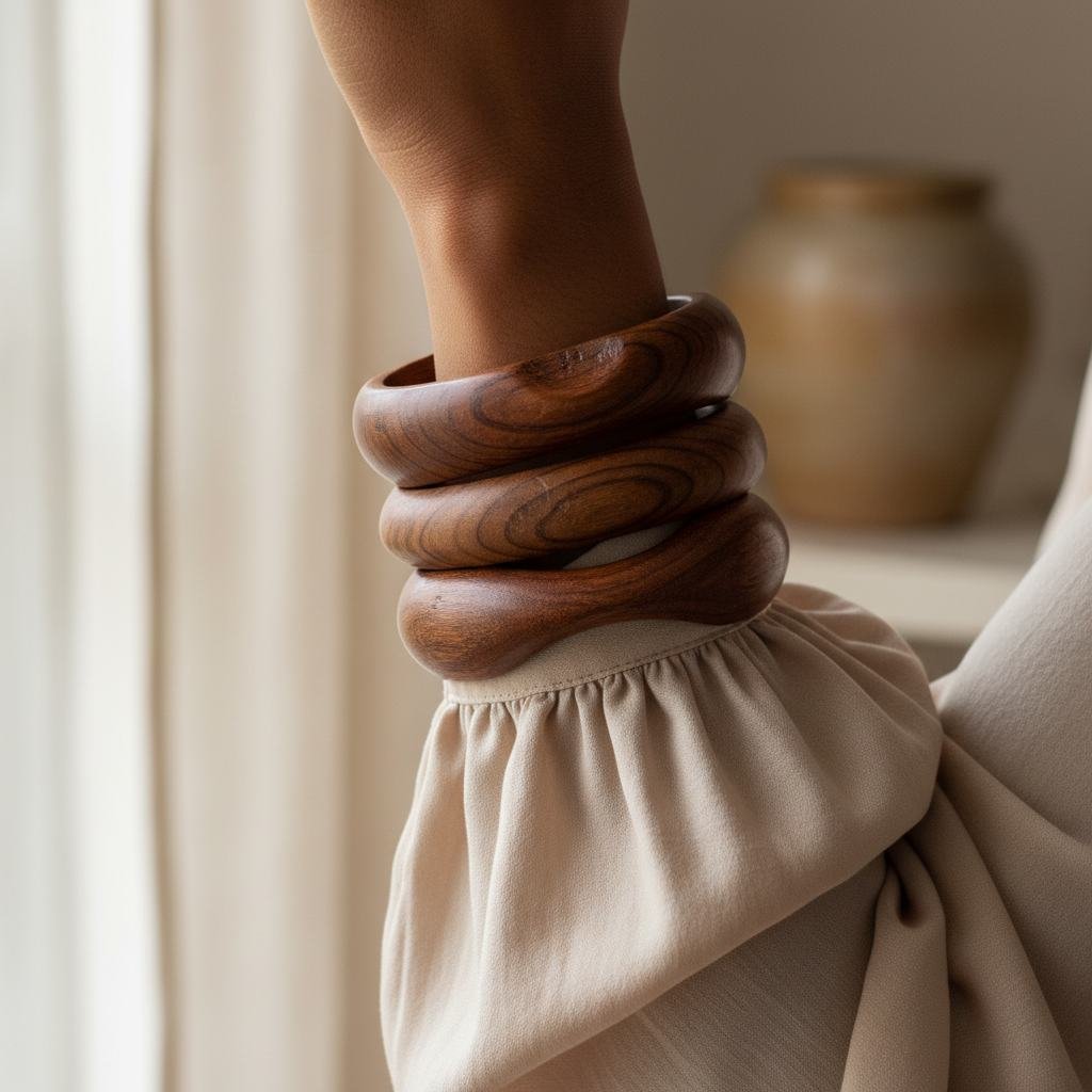 Wooden Bangle Set in As pictured