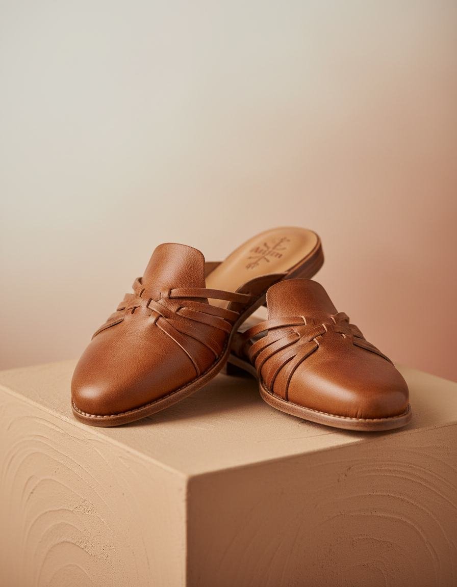 Hand-Stitched Leather Mule