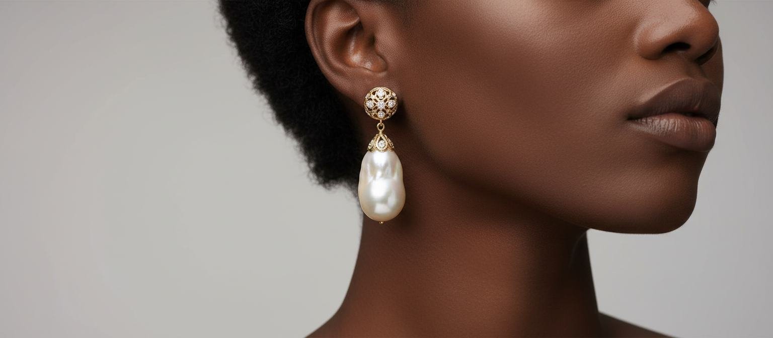 Pearl Drop Earrings in As pictured