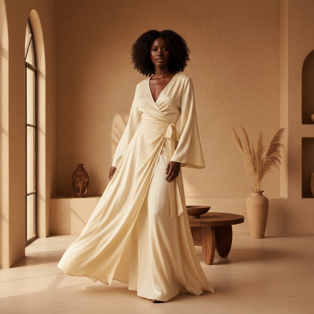 Ivory Summer Wrap Dress in As pictured
