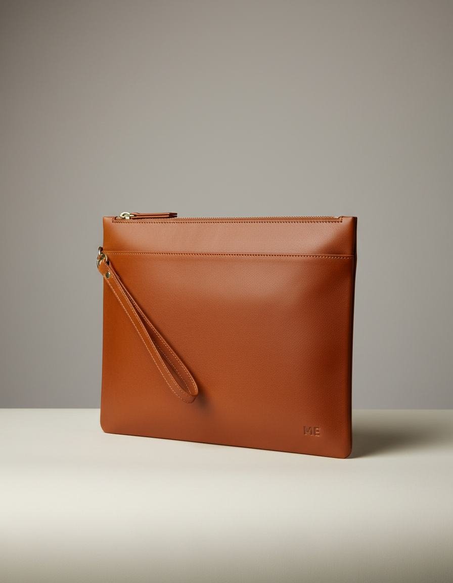 Leather Portfolio Clutch in As pictured