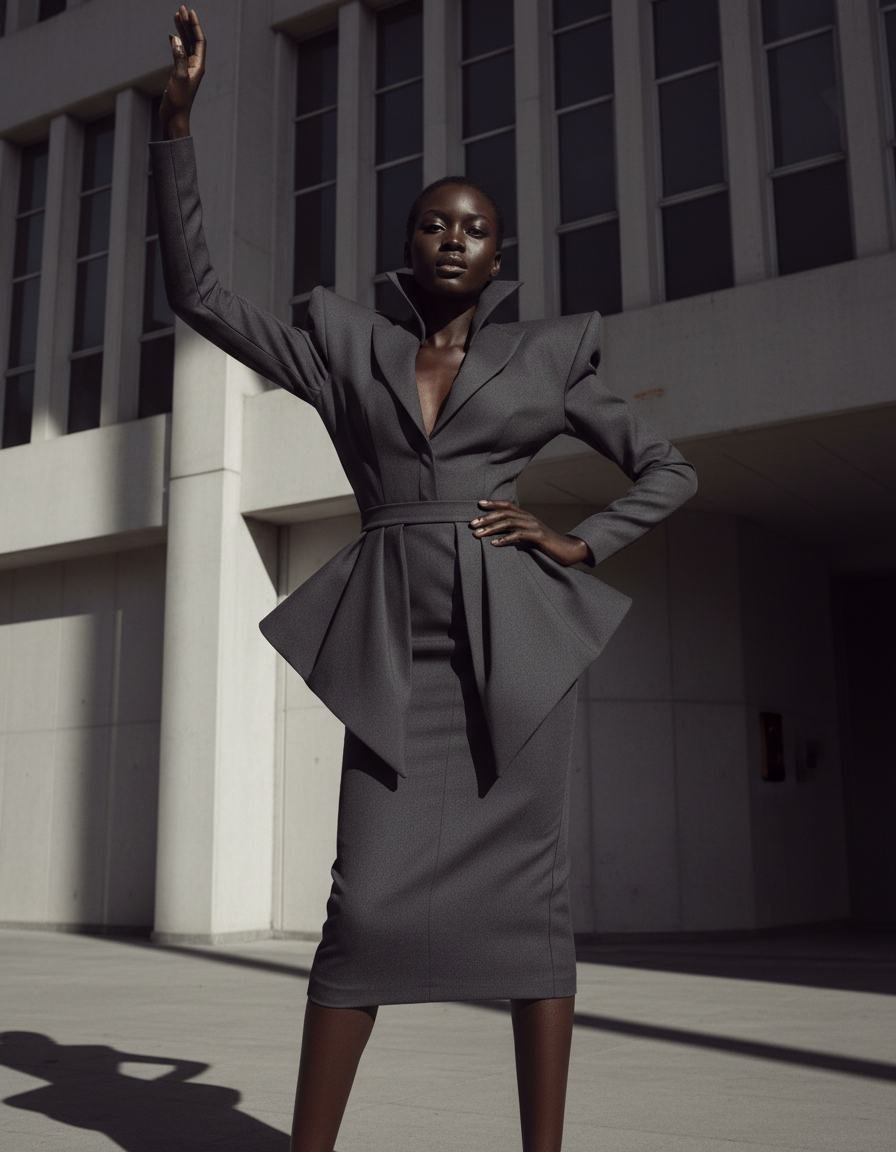 Sculptural Midi Dress in As pictured