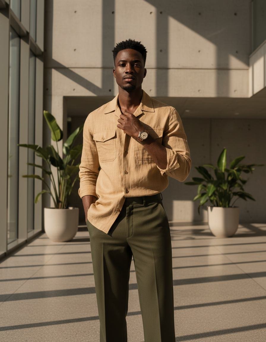 Linen Safari Shirt in As pictured