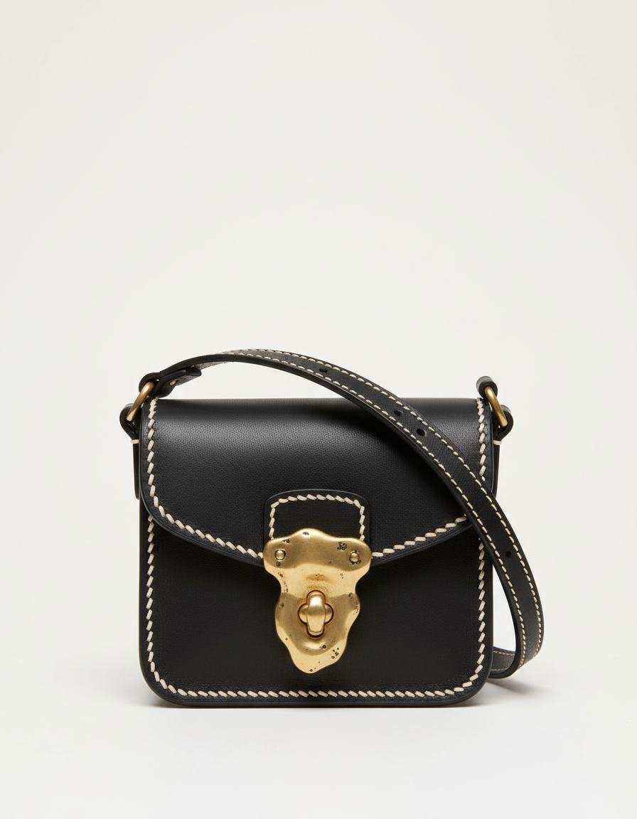 Hand-Stitched Shoulder Bag in As pictured