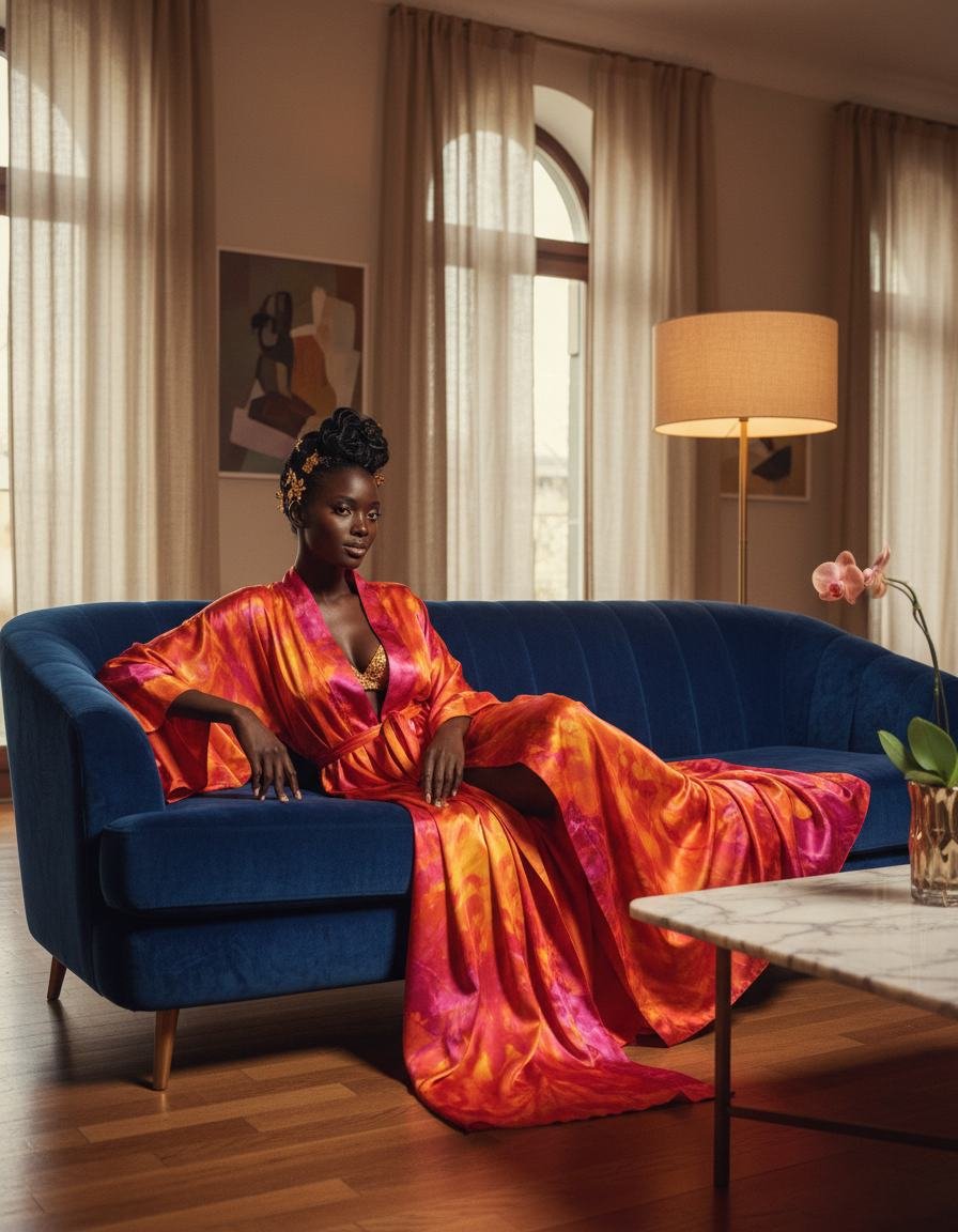 Silk Kimono Robe in As pictured