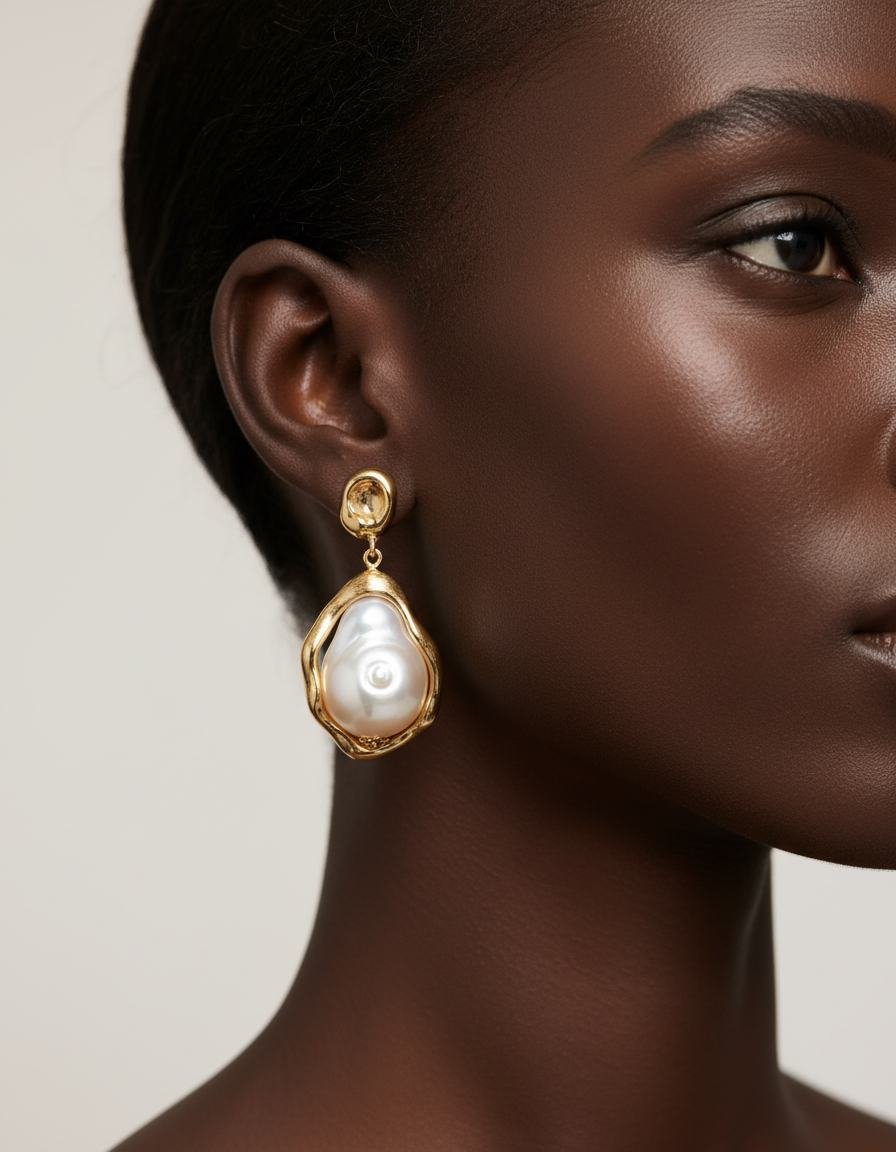 Pearl Drop Earrings in As pictured