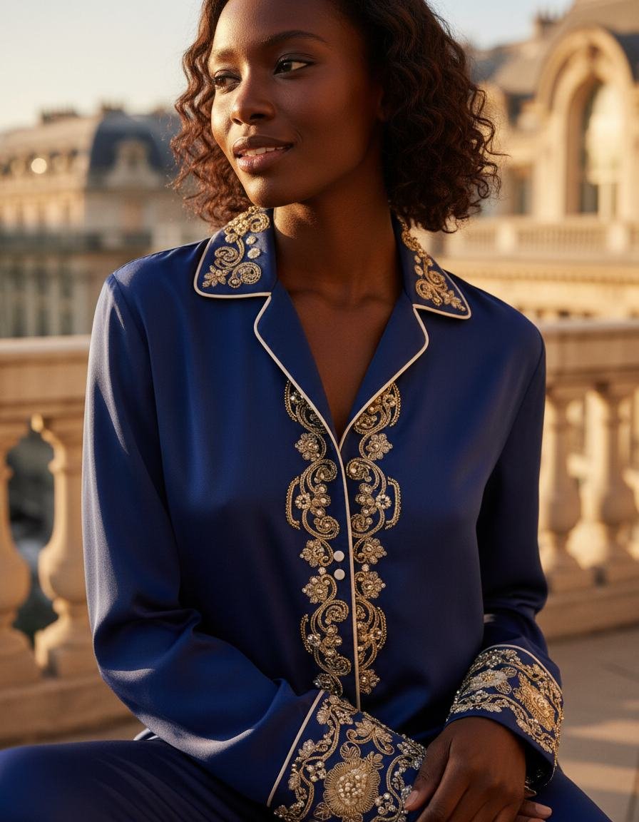 Silk Pyjama Set in As pictured