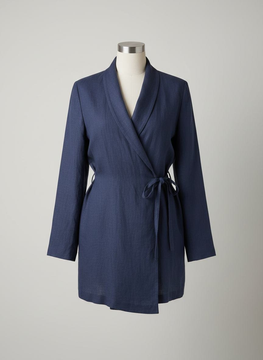 Linen Wrap Blazer in As pictured