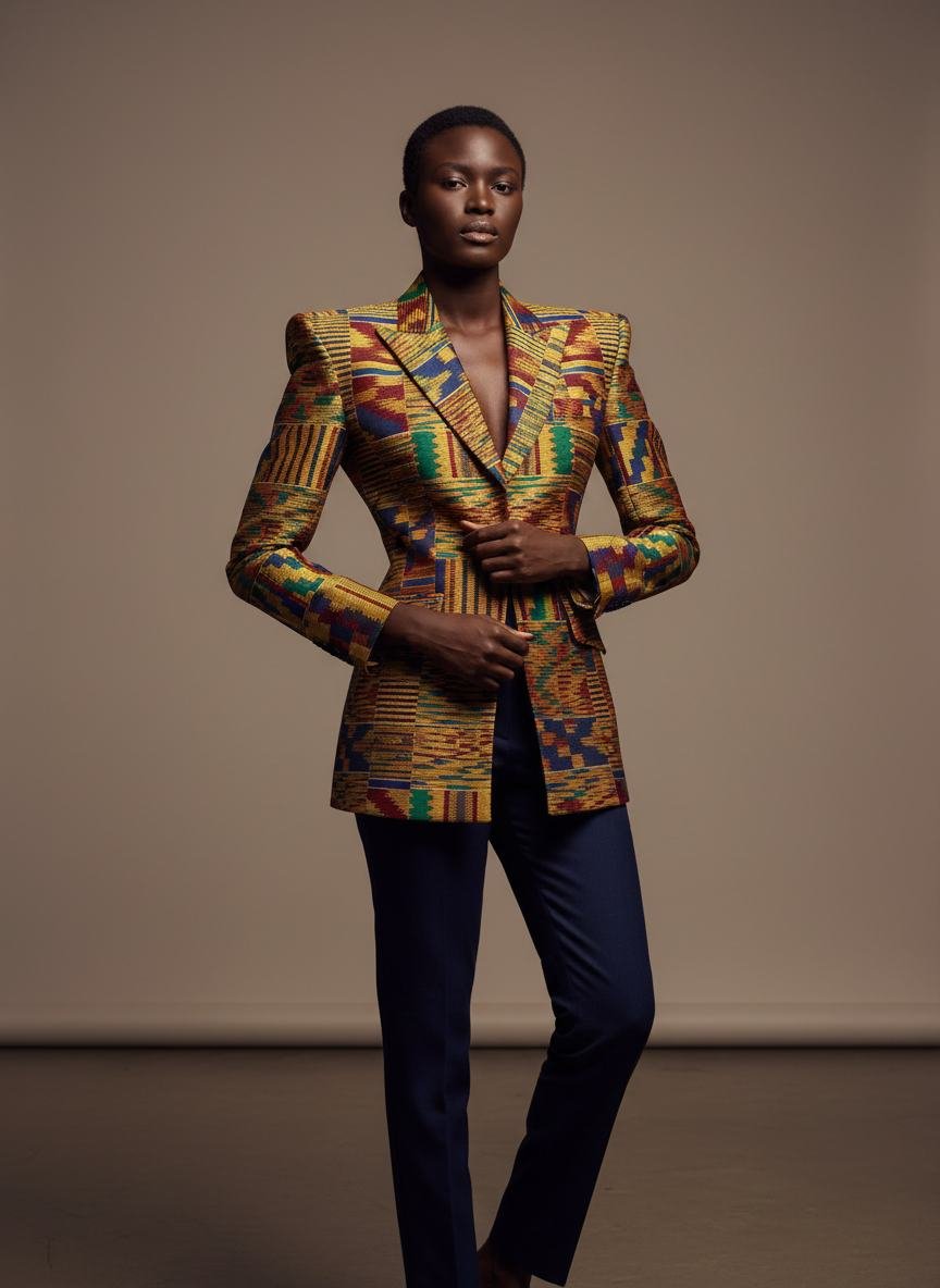 Kente-Weave Structured Blazer in As pictured