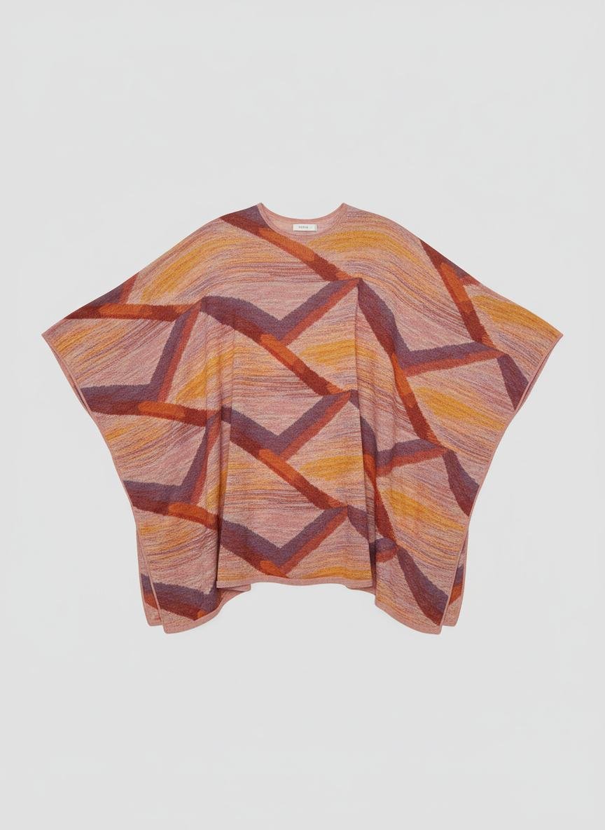 Geometric Knit Poncho in As pictured