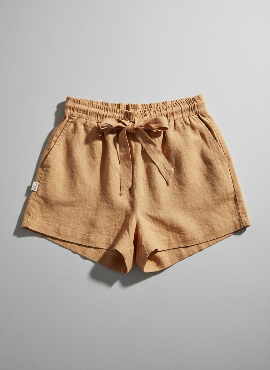 Linen Drawstring Shorts in As pictured