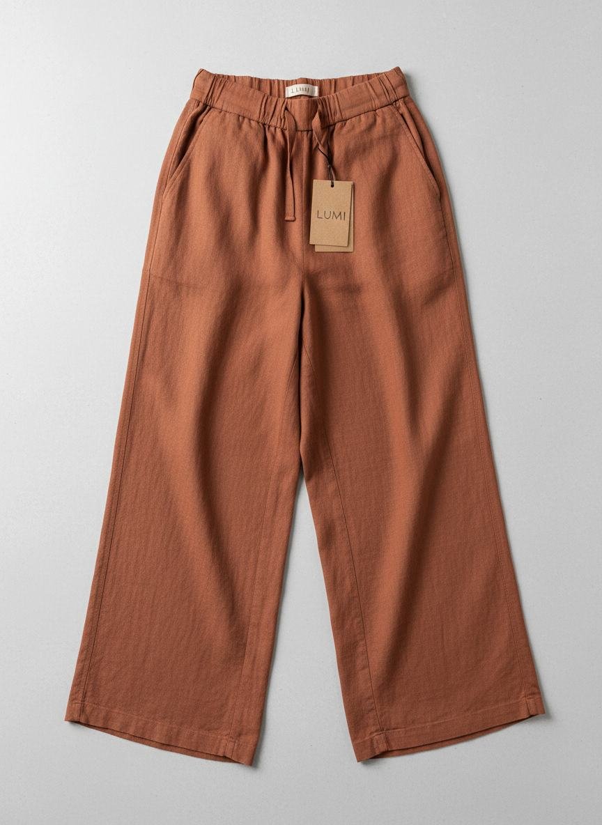 Wide Leg Linen Trousers in As pictured