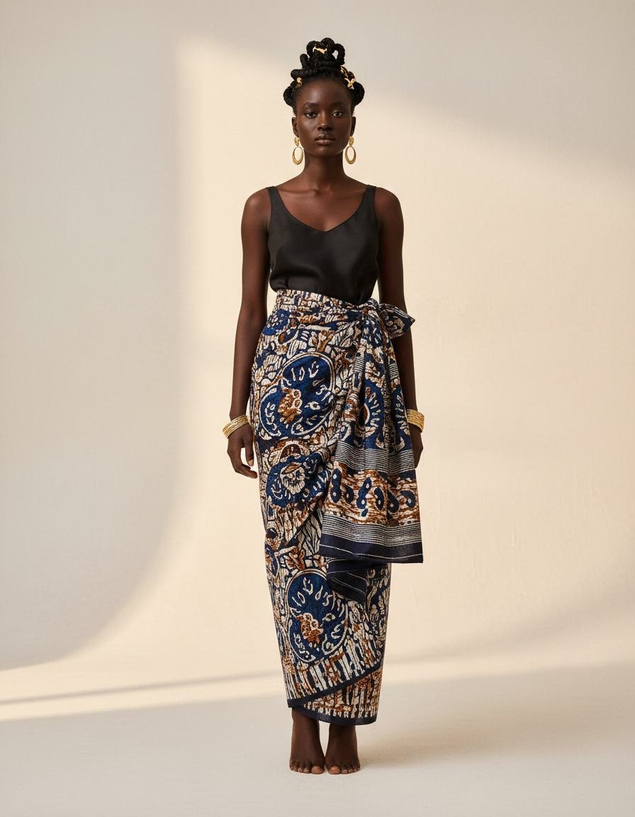Adire Wrap Skirt in As pictured