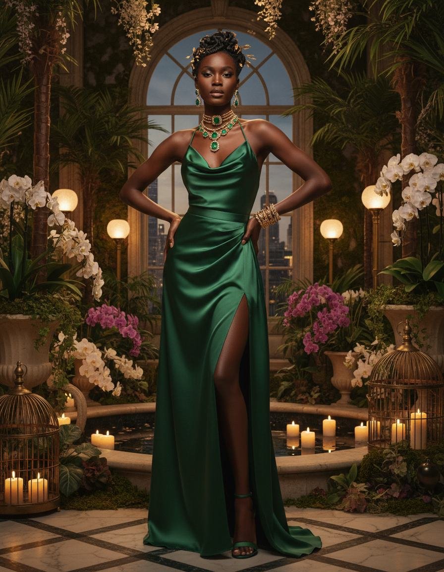 Emerald Evening Gown in As pictured