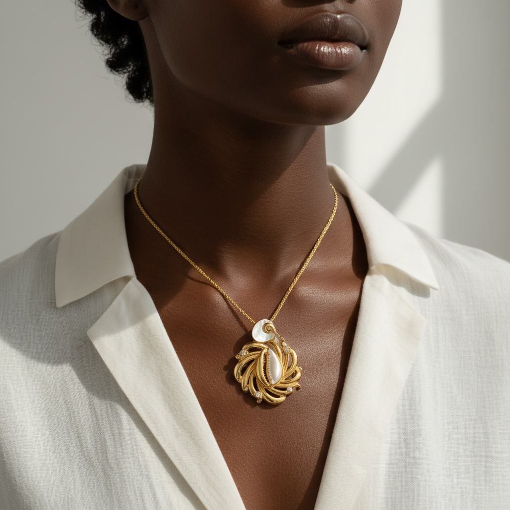 Shell Pendant Necklace in As pictured