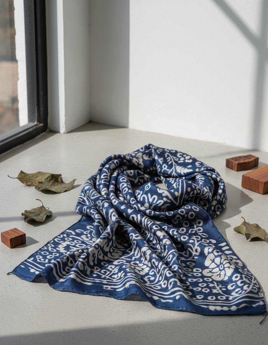 Indigo Silk Scarf