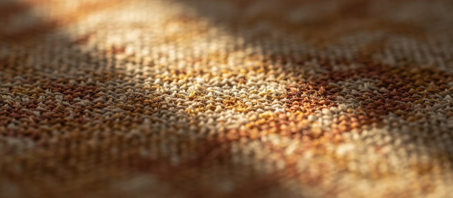 Close detail of gold-toned woven fabric