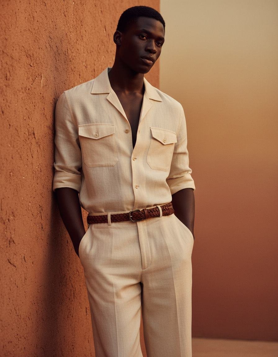 Linen Safari Shirt in As pictured