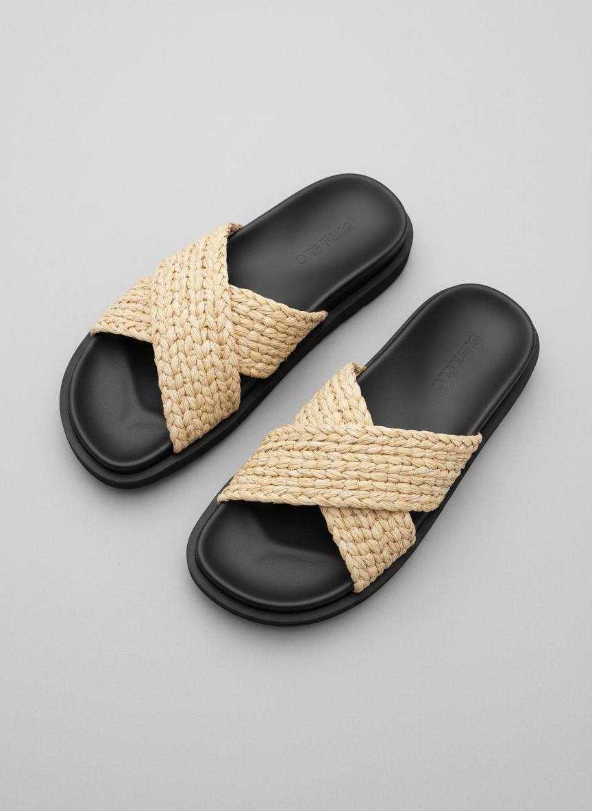 Raffia Slides in As pictured