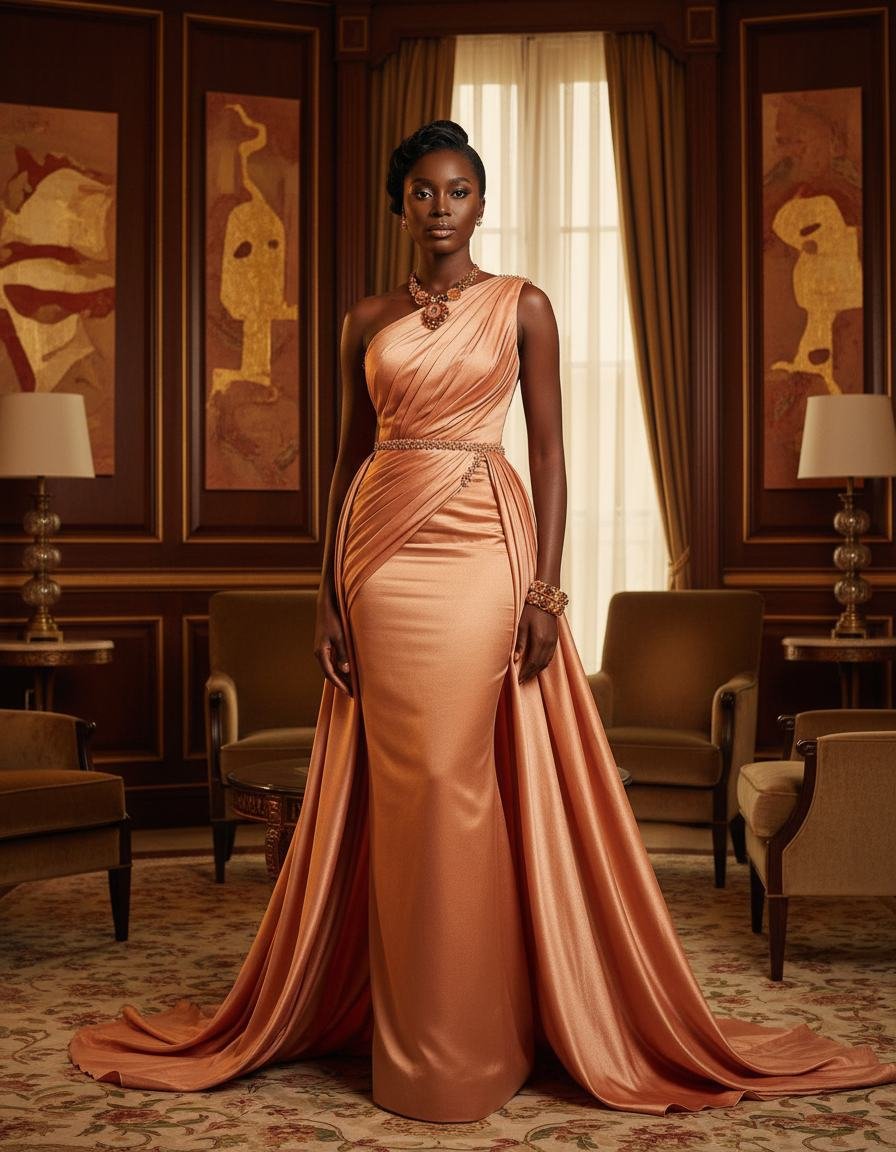 Draped One-Shoulder Dress in As pictured