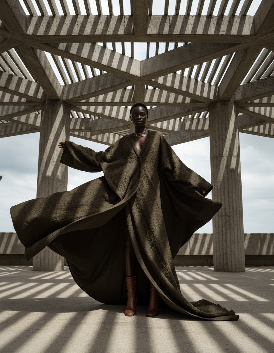 Sculptural Drape Overcoat in As pictured