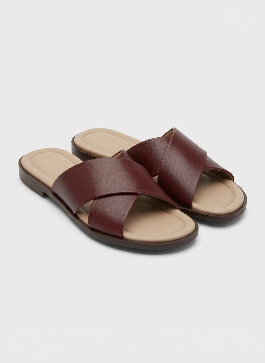 Minimalist Leather Slides in As pictured