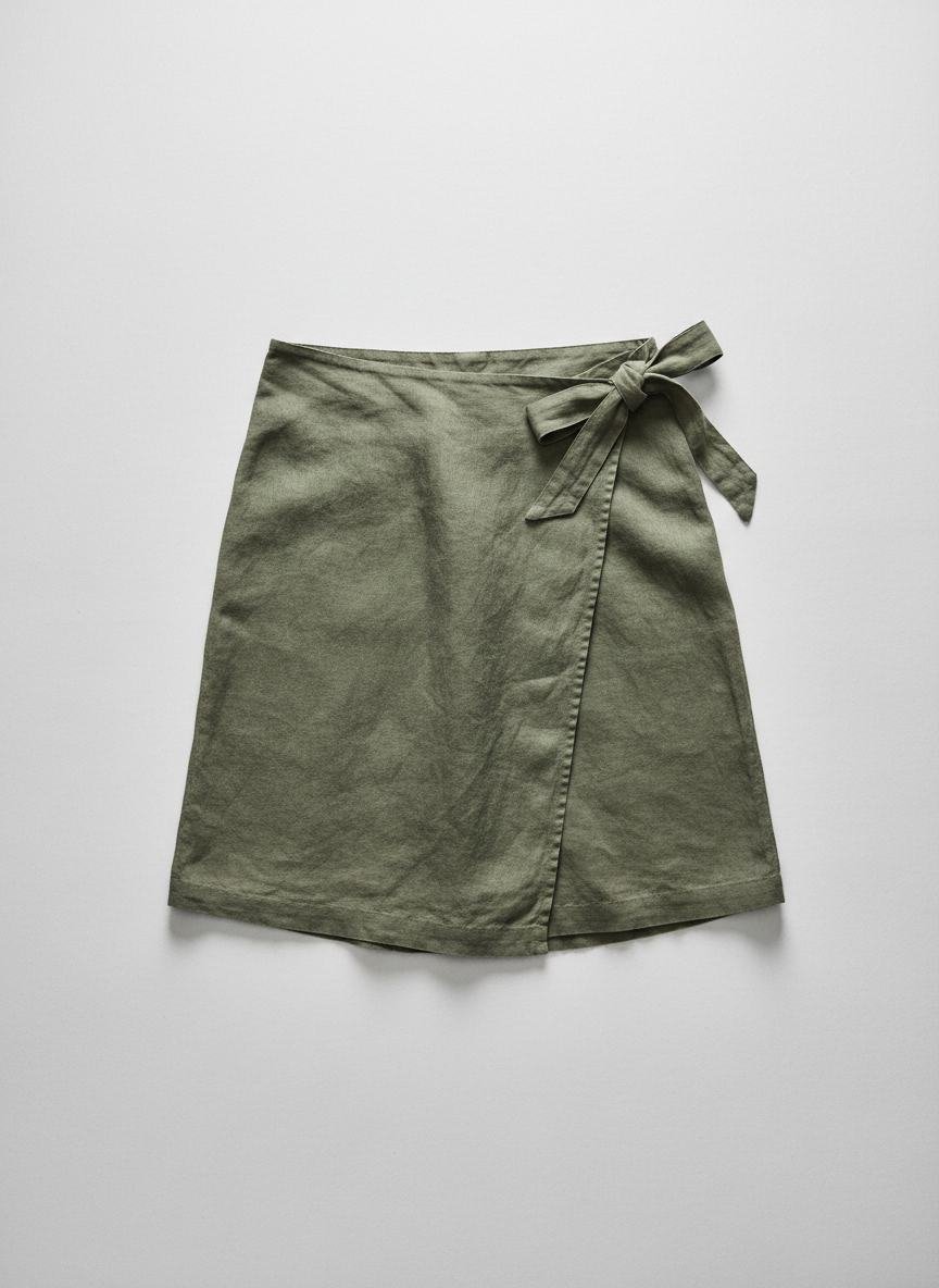 Luxe Linen Wrap Skirt in As pictured