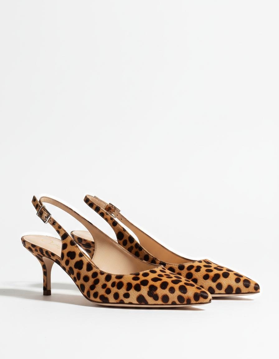 Leopard-Print Slingback Heels in As pictured
