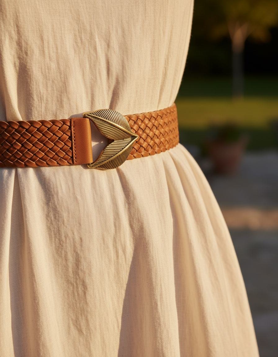 Woven Leather Belt in As pictured