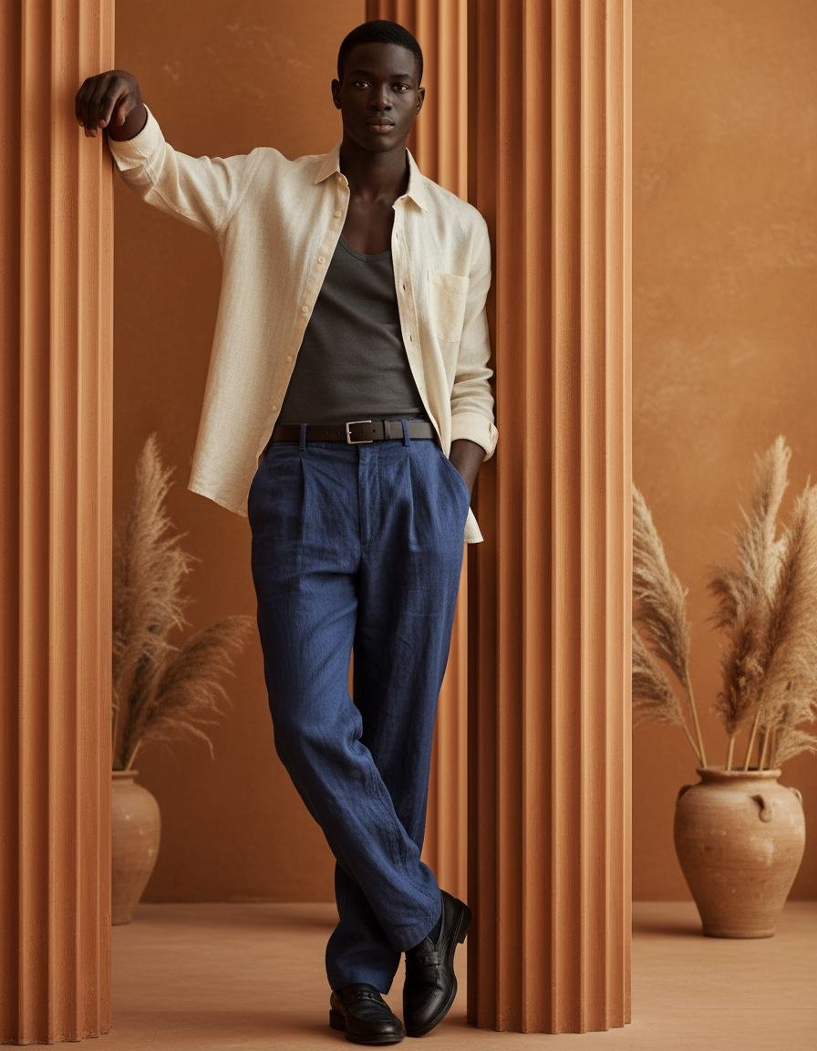 Indigo Dyed Chinos in As pictured