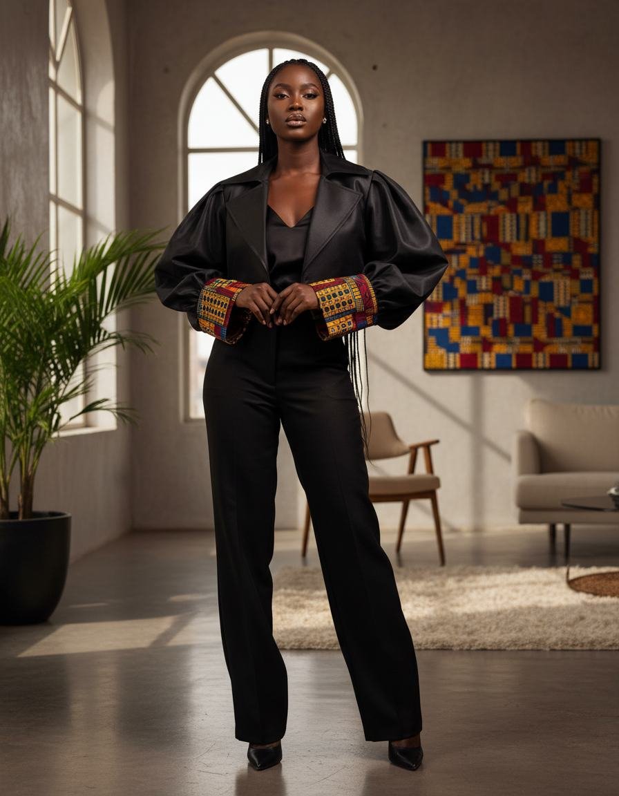 Embroidered-Cuff Cropped Jacket in As pictured
