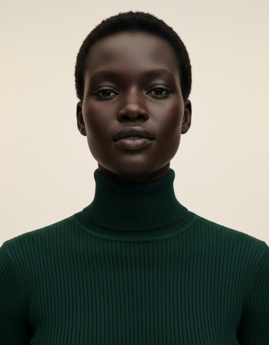 Ribbed Knit Turtleneck in As pictured