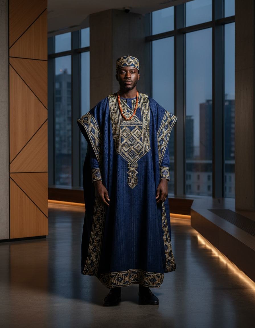 Gold-Thread Brocade Agbada in As pictured