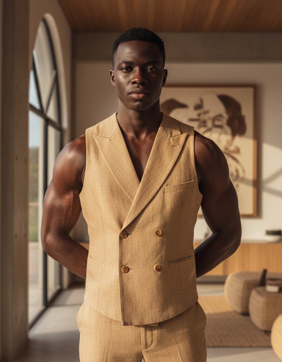 Double-Breasted Vest in As pictured