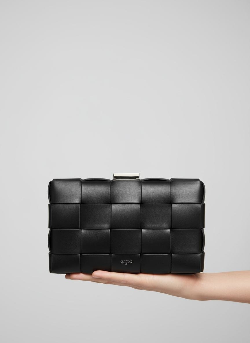Woven Leather Clutch in As pictured