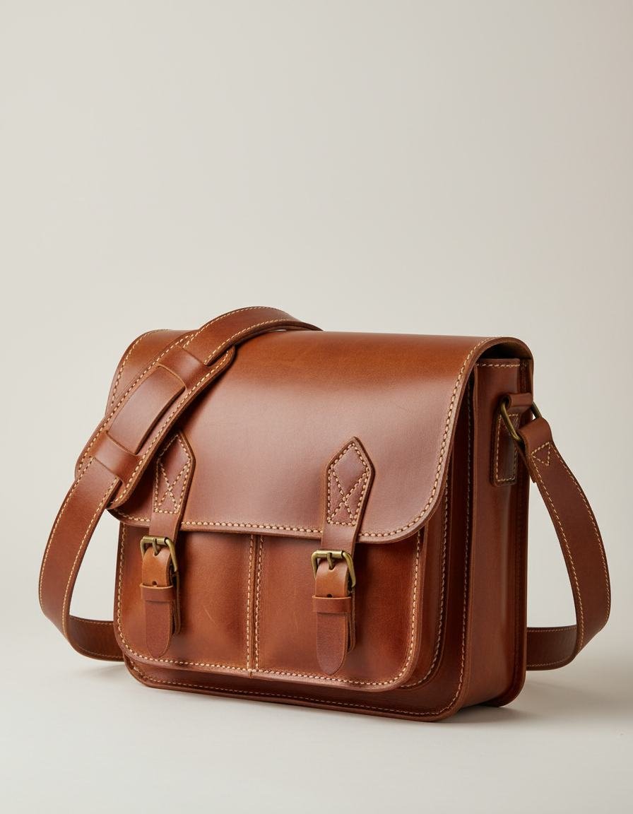 Heritage Leather Messenger in As pictured