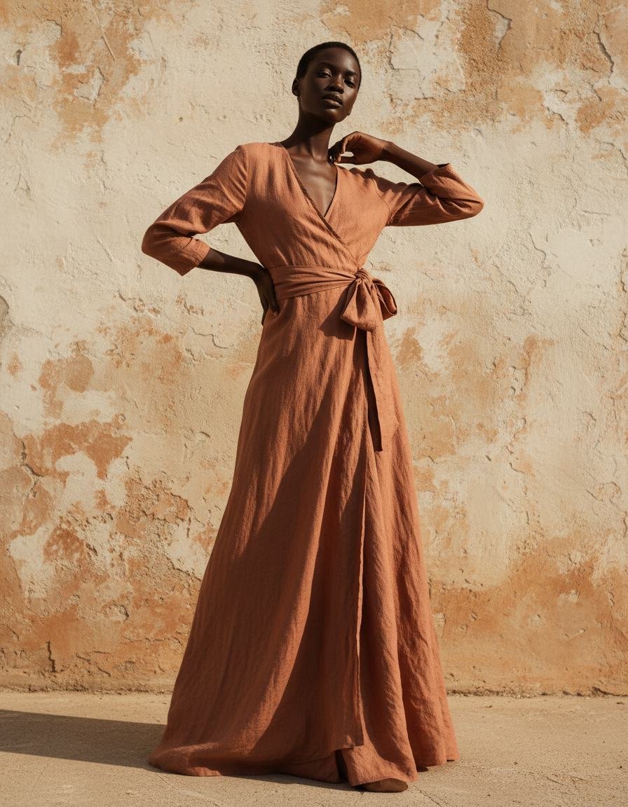 Terracotta Linen Wrap in Terracotta