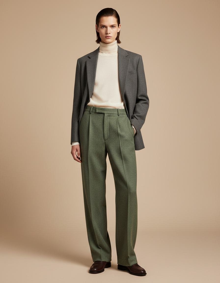 Heritage Weave Trouser in Olive