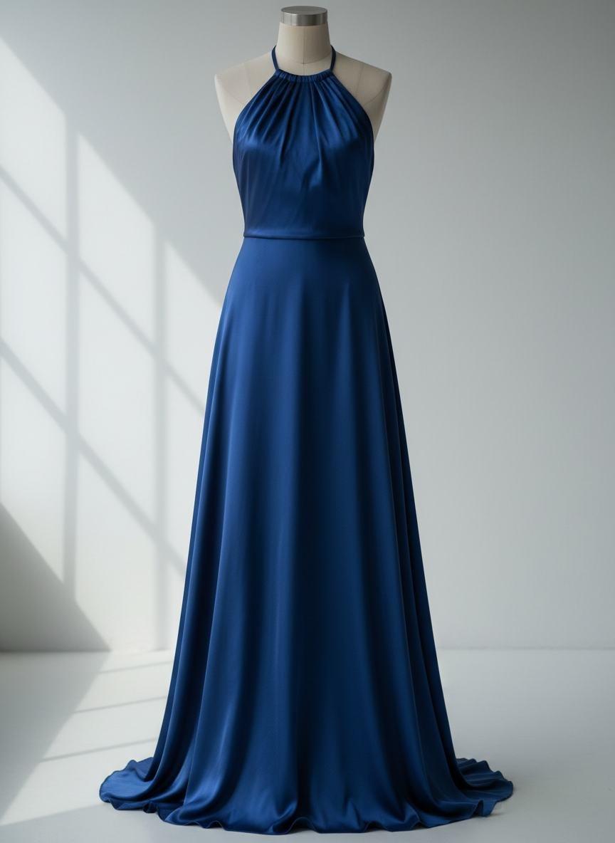 Silk Crepe Halter Dress in As pictured
