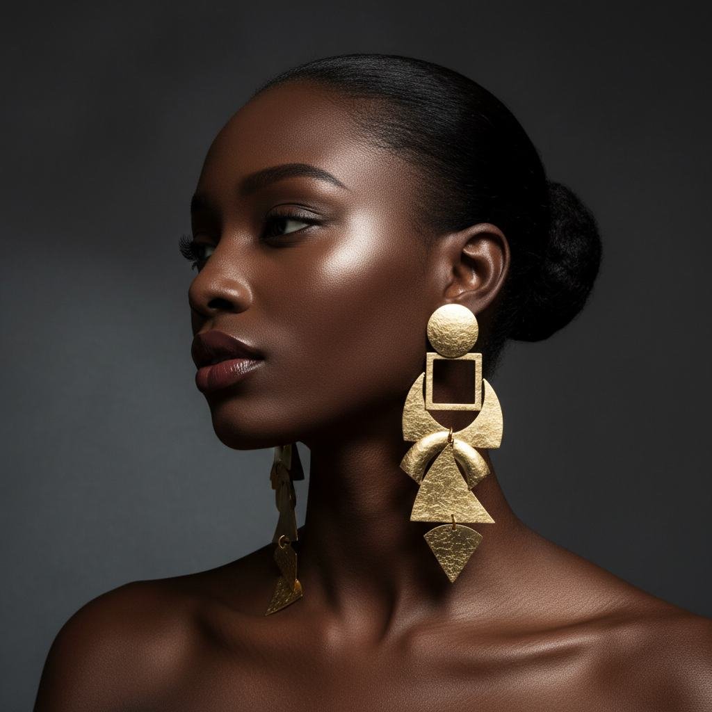 Sculptural Gold Drop Earrings in As pictured