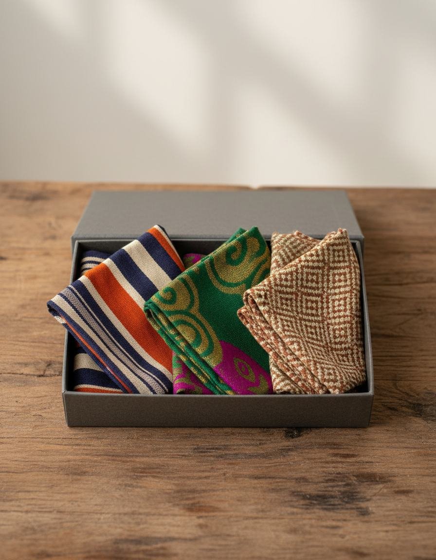 Aso-Oke Pocket Square Set in As pictured