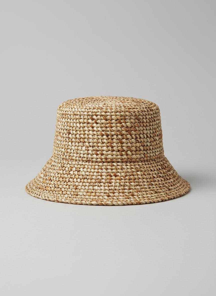 Raffia Bucket Hat in As pictured