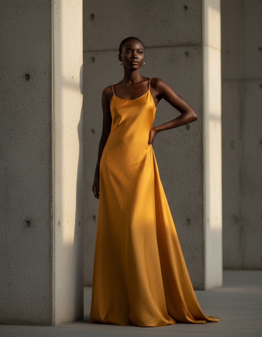 Silk Column Dress in As pictured