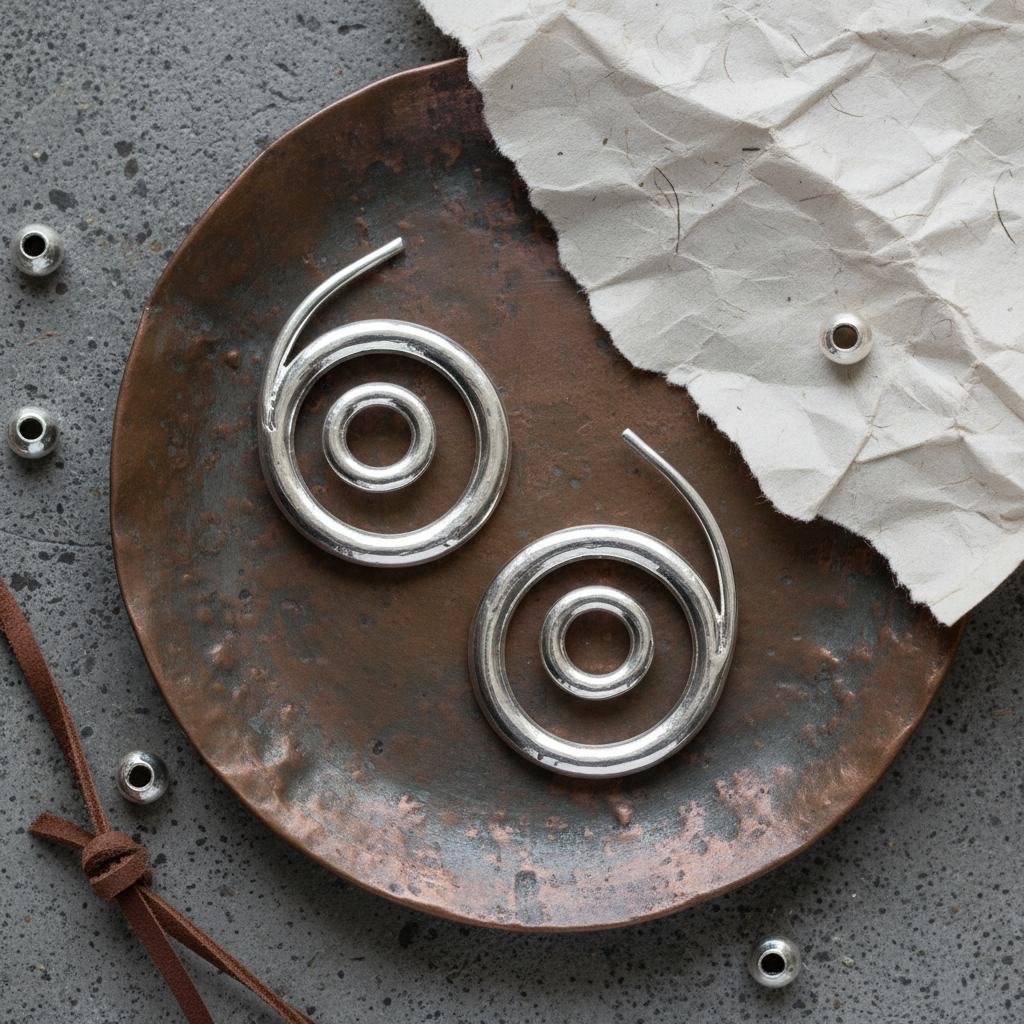 Spiral Silver Earrings in As pictured