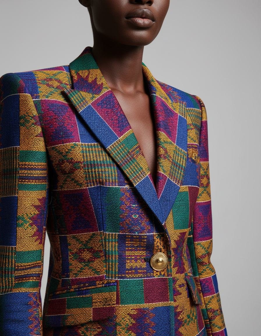 Kente-Weave Blazer in Multicolour