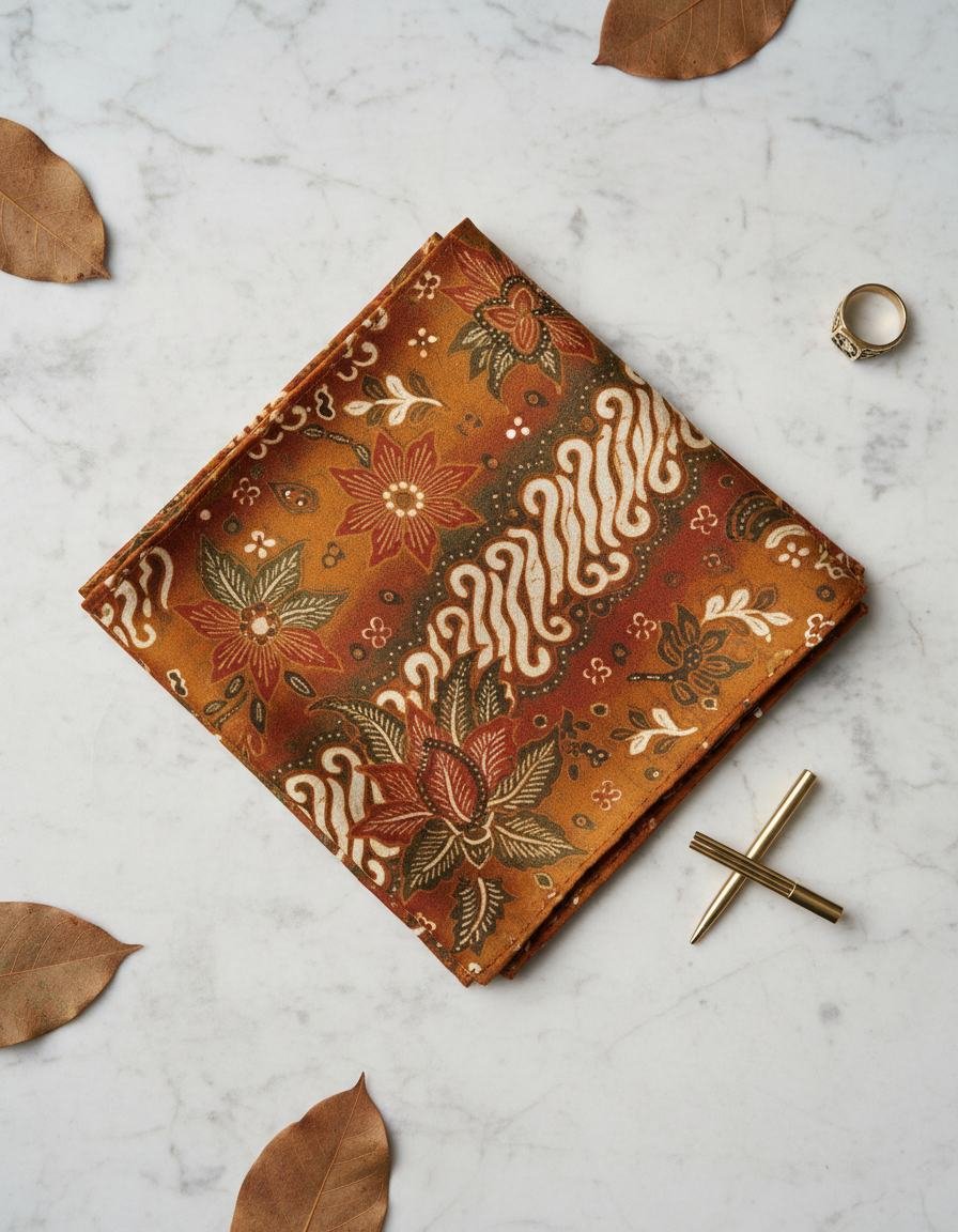Batik Silk Pocket Square in As pictured