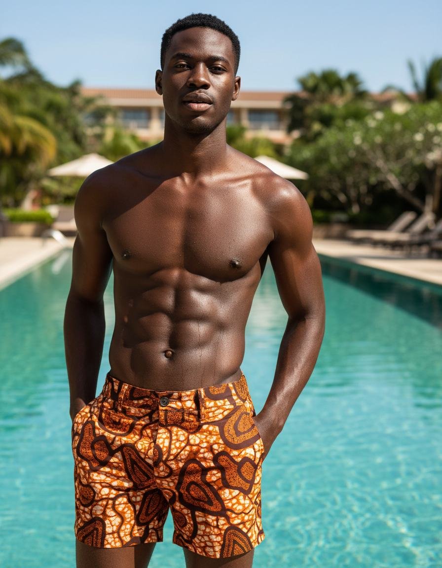 Batik Print Swim Trunk in As pictured