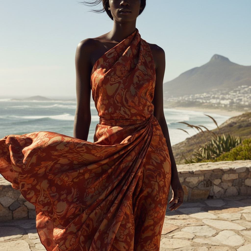 Printed One-Shoulder Dress in As pictured