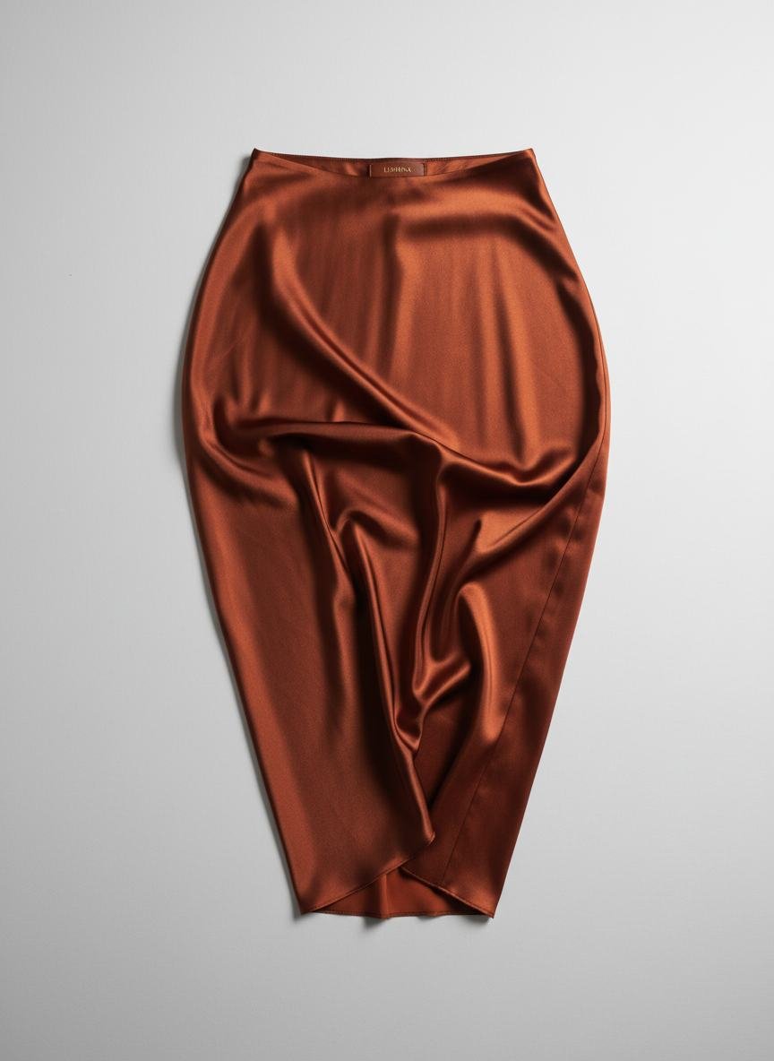 Satin Midi Slip Skirt in As pictured