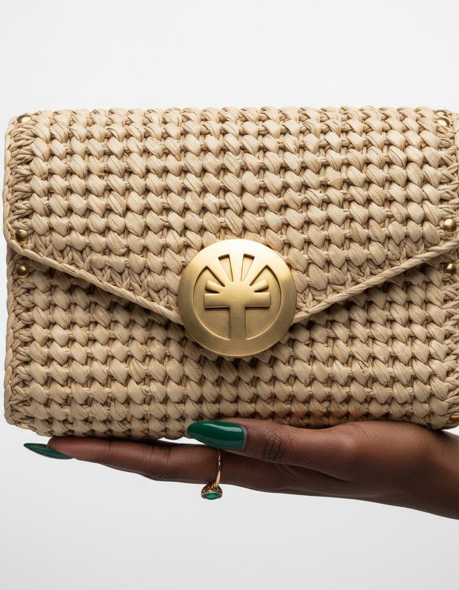 Woven Raffia Clutch in As pictured